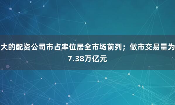 大的配资公司市占率位居全市场前列；做市交易量为7.38万亿元