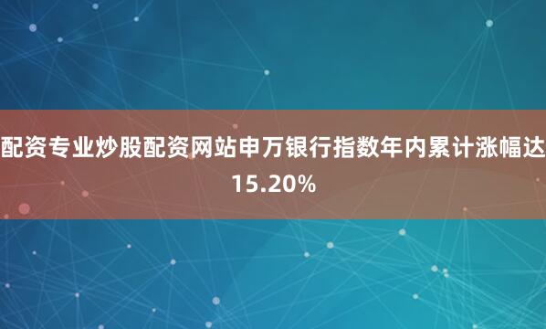 配资专业炒股配资网站申万银行指数年内累计涨幅达15.20%