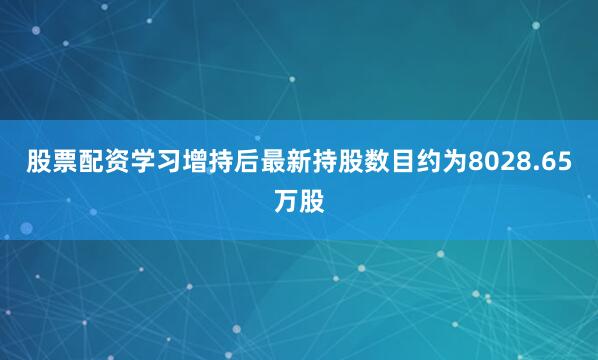 股票配资学习增持后最新持股数目约为8028.65万股