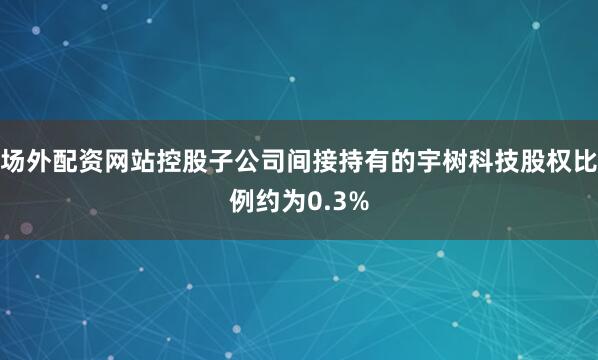 场外配资网站控股子公司间接持有的宇树科技股权比例约为0.3%